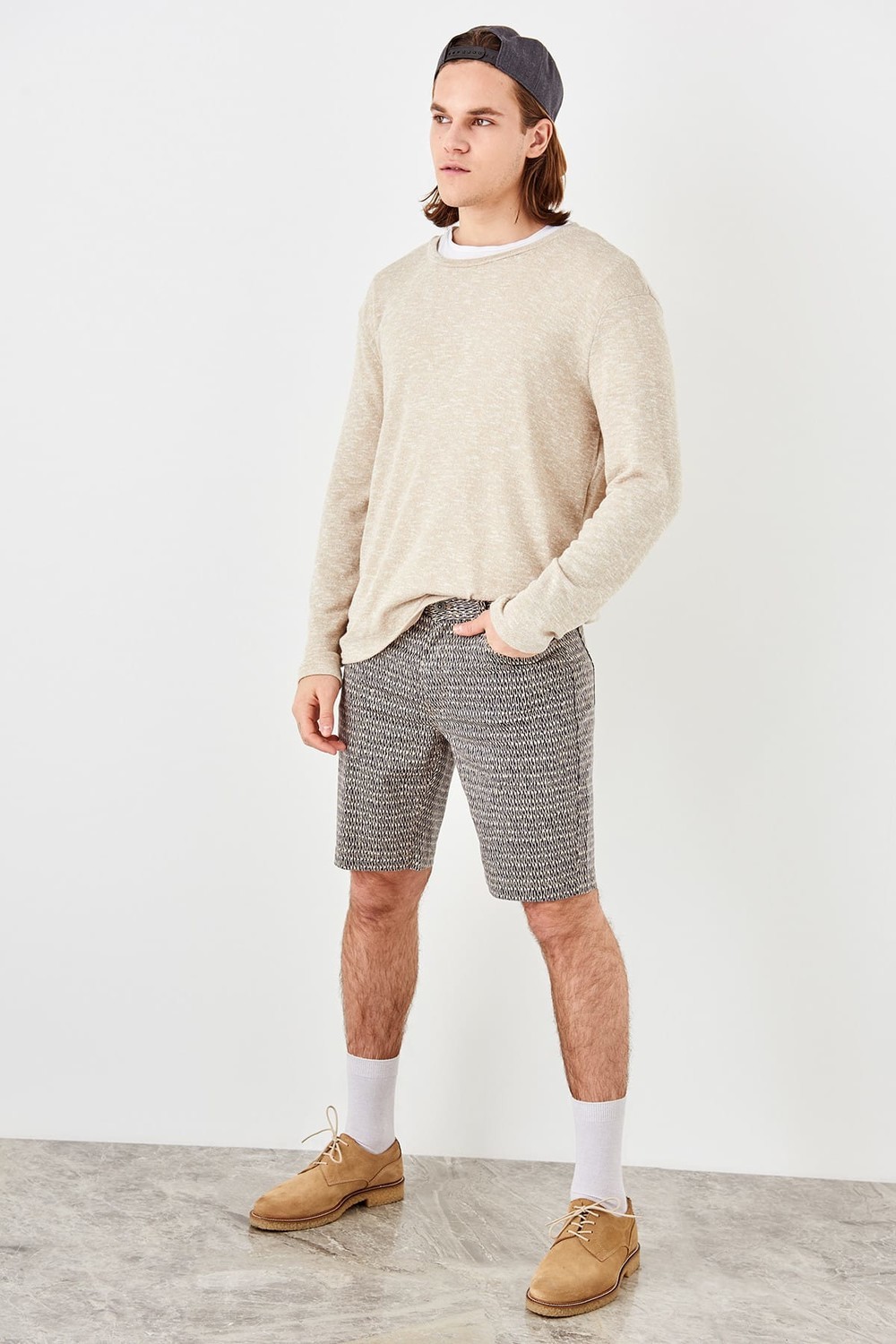 Trendyol Beige Male Printed 5 pocket shorts