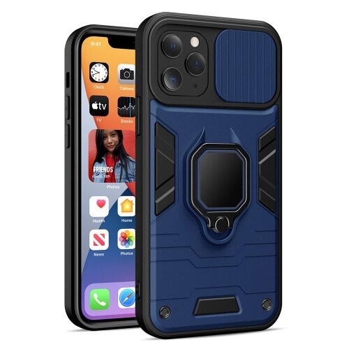 Puzdro Ring Slide Xiaomi Redmi 9 - tmavo-modré