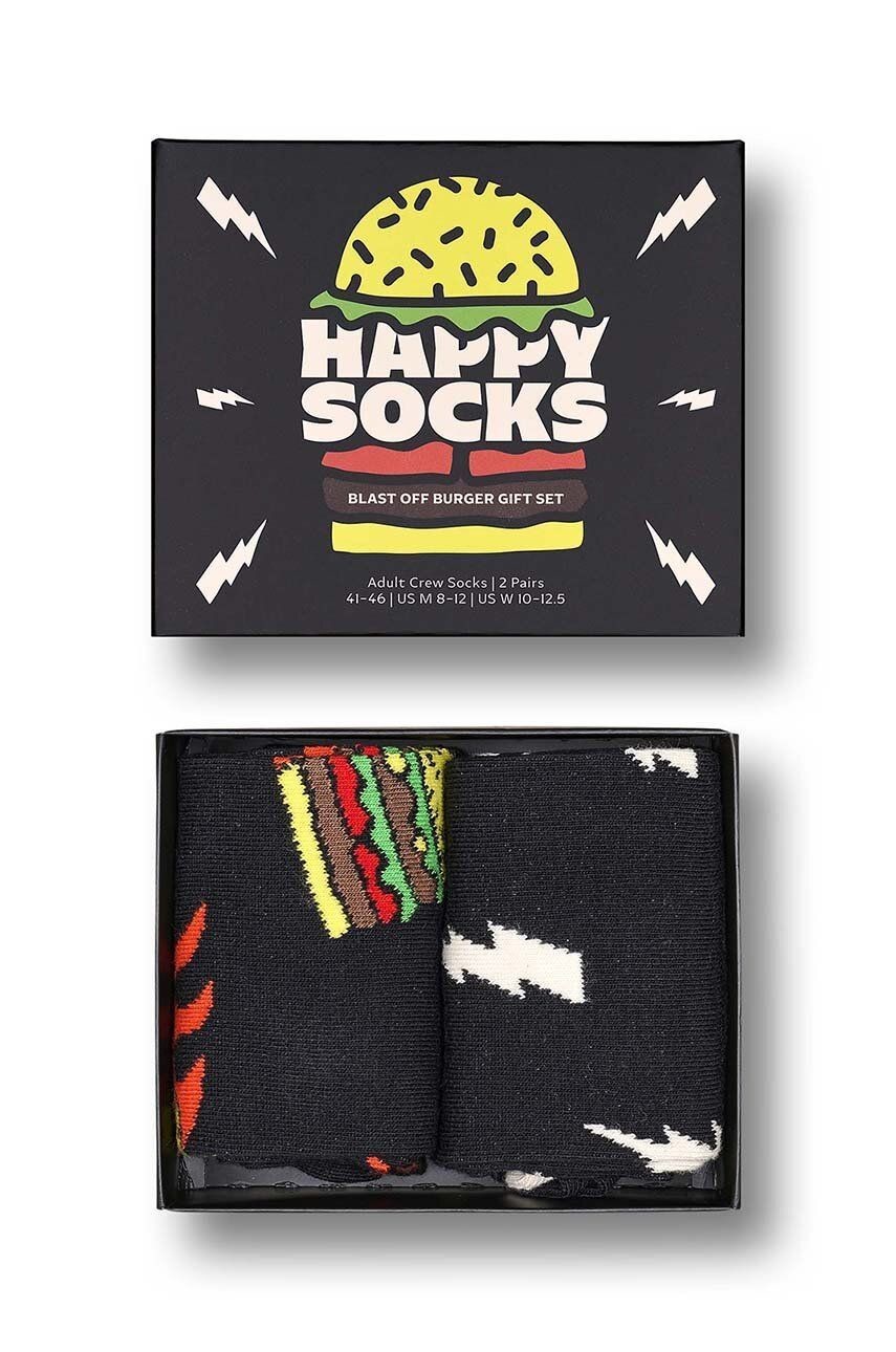 Ponožky Happy Socks Blast Off Burger Socks 2-pak čierna farba