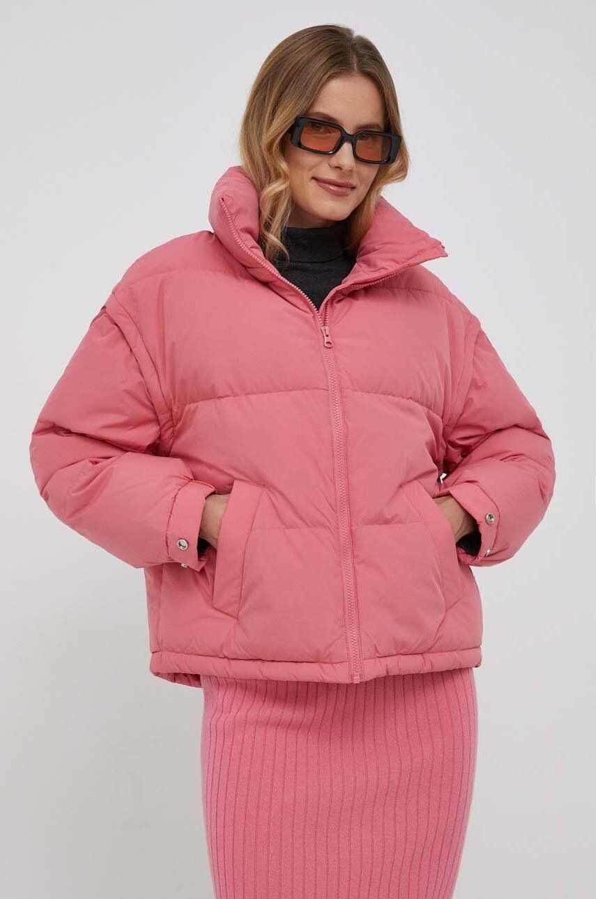 Páperová bunda United Colors of Benetton dámska, ružová farba, zimná, oversize