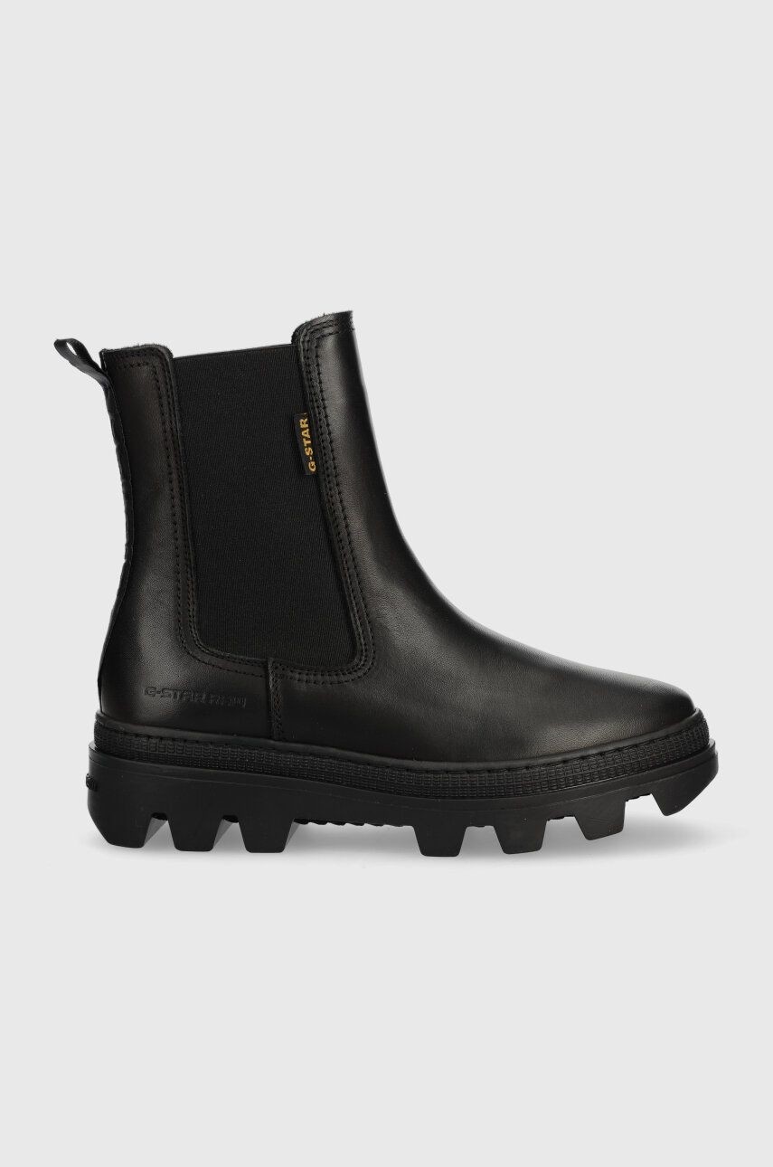 Kožené topánky chelsea G-Star Raw NOXER CHS LEA dámske, čierna farba, na platforme, 2241020720.BLK