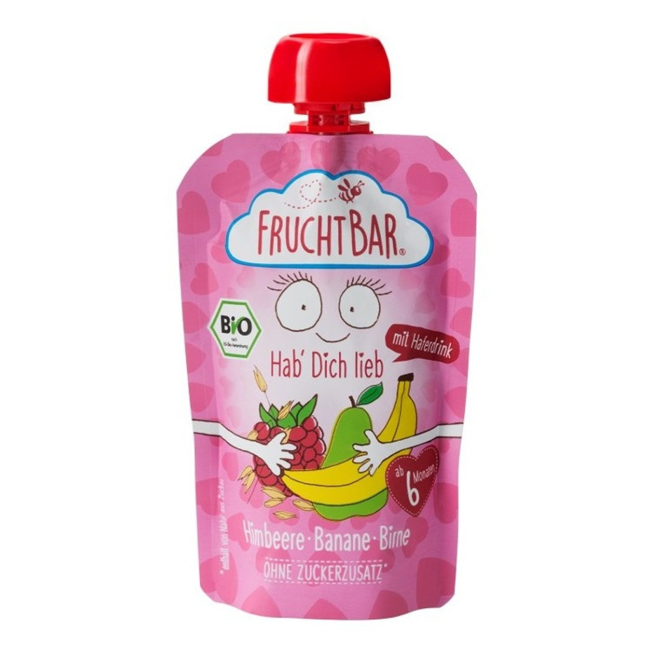 FRUCHTBAR Bio ovocná kapsička s banánom, hruškou, malinami a ovsom 6m+ 100 g
