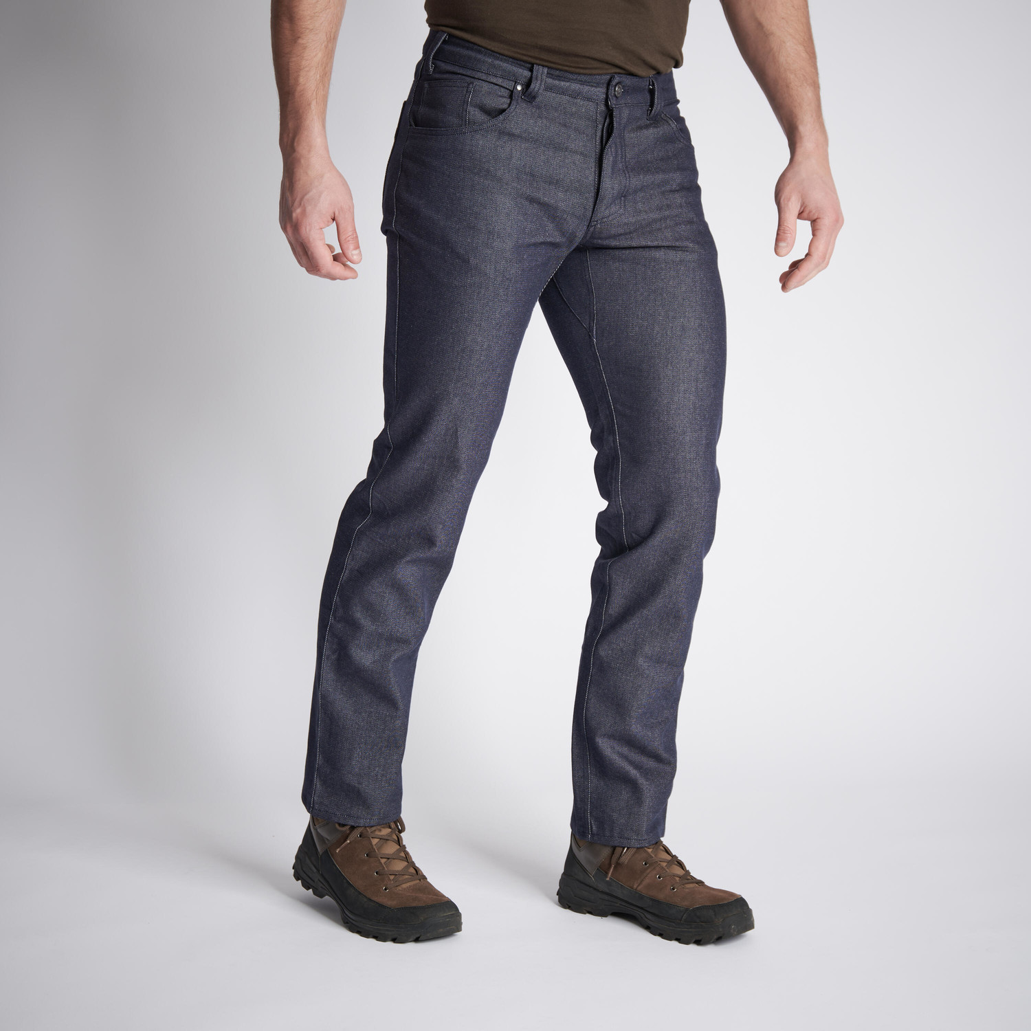 Úžitkové hrejivé nohavice 500 modré jeans