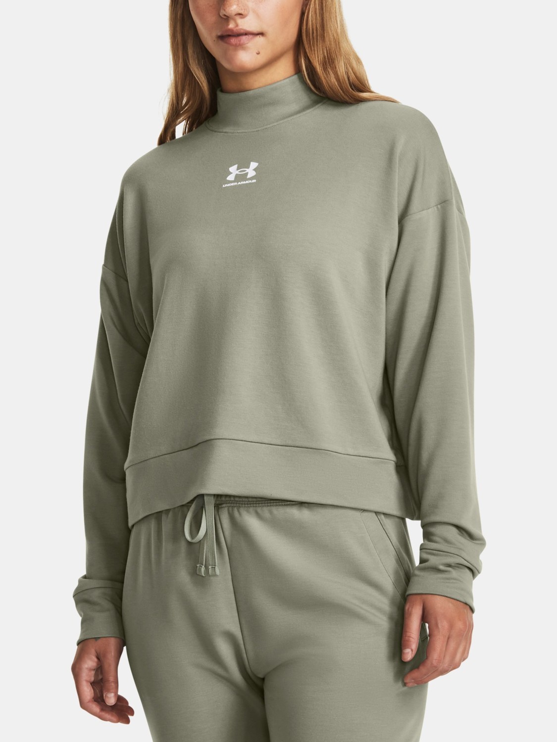 Under Armour Sweatshirt UA Rival Terry Mock Crew-GRN - Women