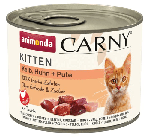 Animonda CARNY® cat Kitten teľacie, kuracie mäso a morka konzervy pre mačiatka 12x200g