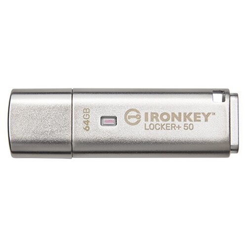 Kingston IronKey Locker+ 50/64GB/145MBps/USB 3.1/USB-A/Stříbrná