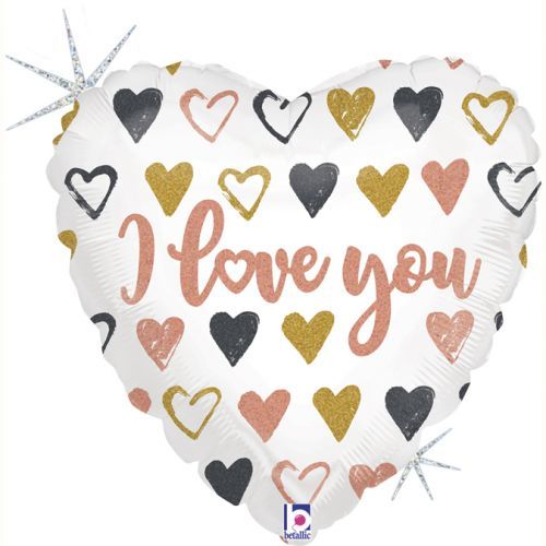 Grabo Fóliový balón - Srdce I love you ružovozlaté