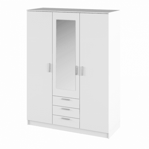 Šatní skříň se zrcadlom, bílá, BARGO