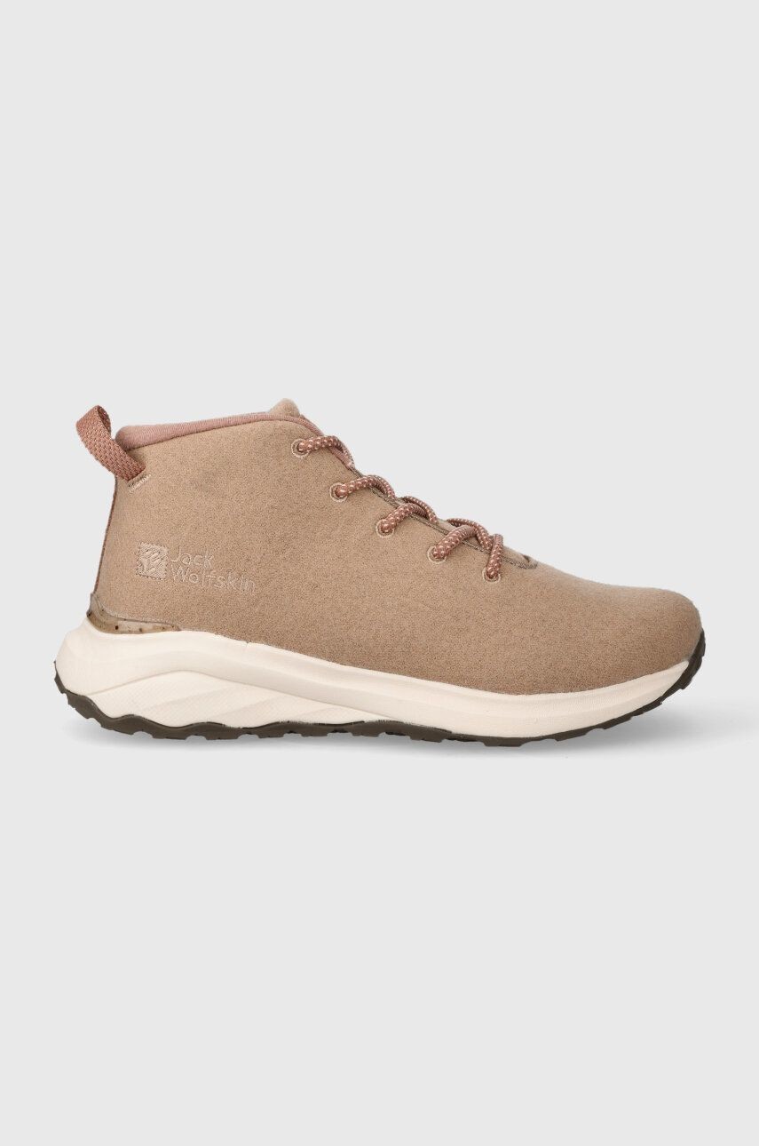 Topánky Jack Wolfskin Campfire Wool Mid dámske, hnedá farba
