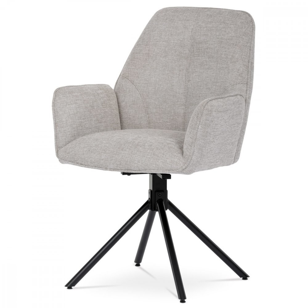 AUTRONIC HC-522 CRM2 Jídelní židle krémová látka, područky, otočný mechanismus 180°, černý kov