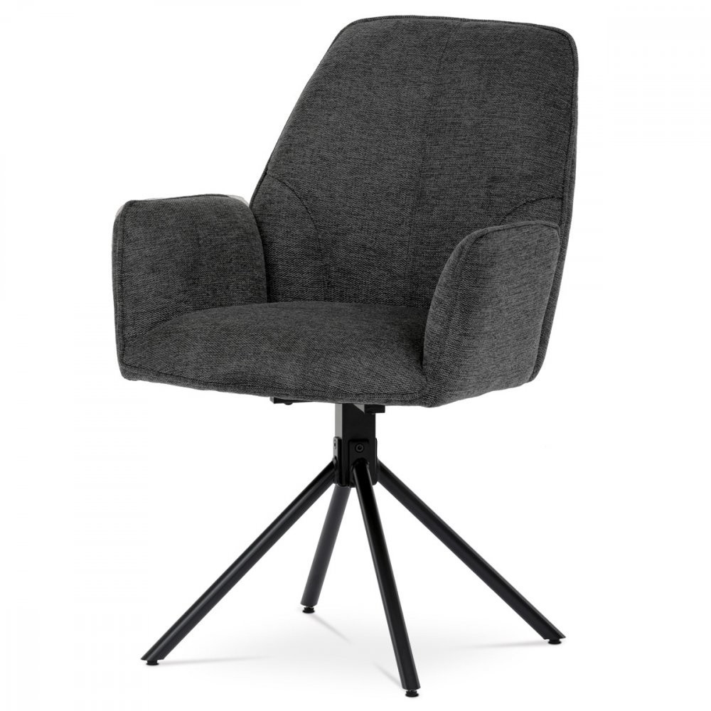AUTRONIC HC-522 GREY2 Jídelní židle tmavě šedá látka, područky, otočný mechanismus 180°, černý kov