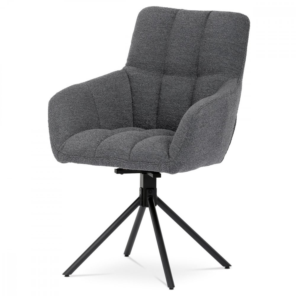 AUTRONIC HC-531 GREY2 Jídelní židle, šedá látka bouclé, otočný mechanismus 180°, černý kov