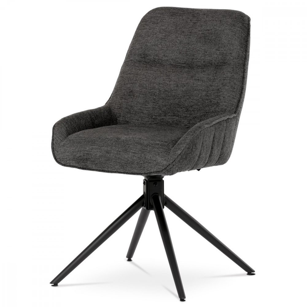 AUTRONIC HC-535 GREY2 Židle jídelní a konferenční, tmavě šedá látka, černé kovové nohy, otočný mechanismus