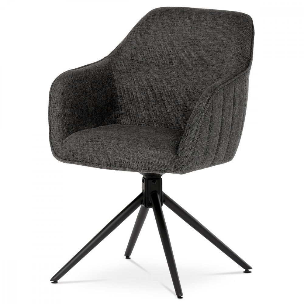 AUTRONIC HC-536 GREY2 Židle jídelní a konferenční, tmavě šedá látka, černé kovové nohy, otočný mechanismus