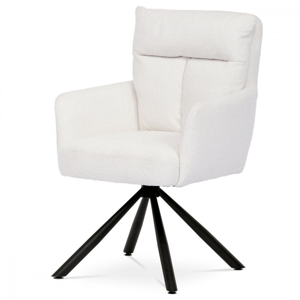 AUTRONIC HC-541 WT2 Jídelní židle, bílá látka bouclé, otočný mechanismus 180°, černý kov
