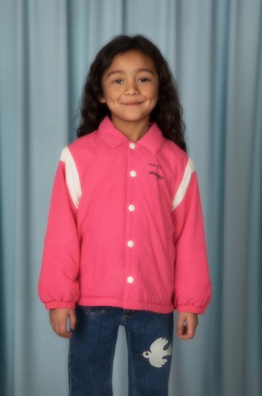 Detská bunda Mini Rodini Mini Rodini x Wrangler ružová farba