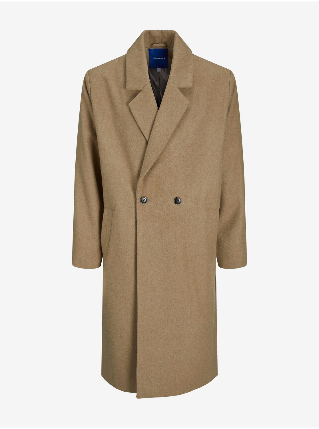 Béžový pánsky kabát s prímesou vlny Jack & Jones Harry