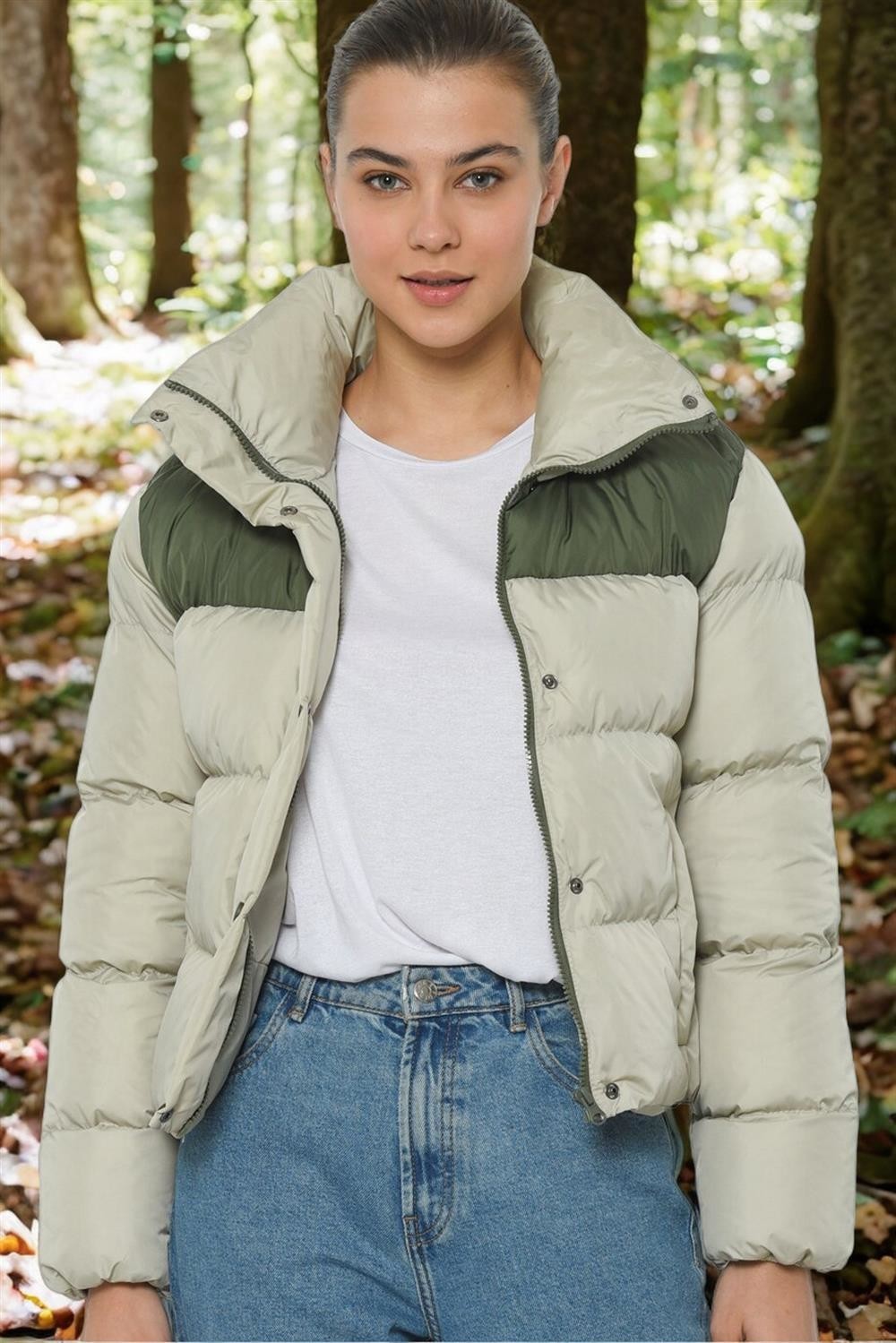 Z6649 DEWBERRY WOMEN'S COAT-KHAKI-STONE