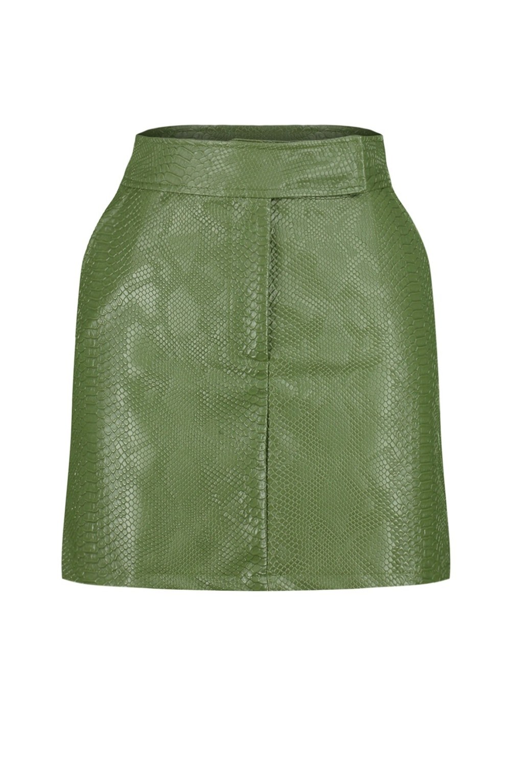 Trendyol Khaki Premium Mini A-Line Weave Faux Leather Skirt