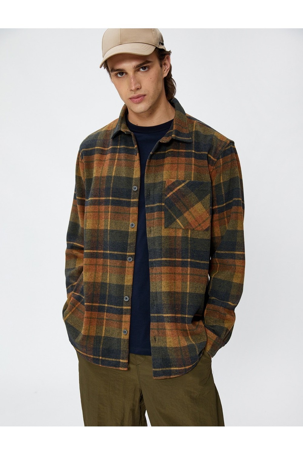 Koton Lumberjack Shirt with Pocket Detailed Classic Collar Long Sleeve