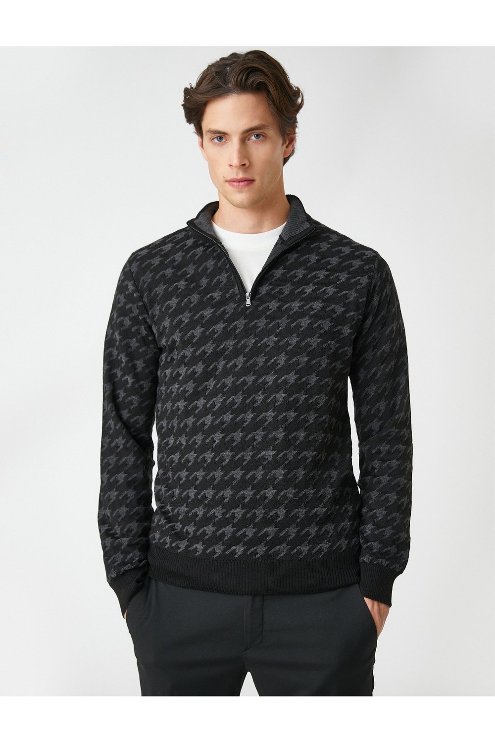 Koton Men's Black Patterned Sweater