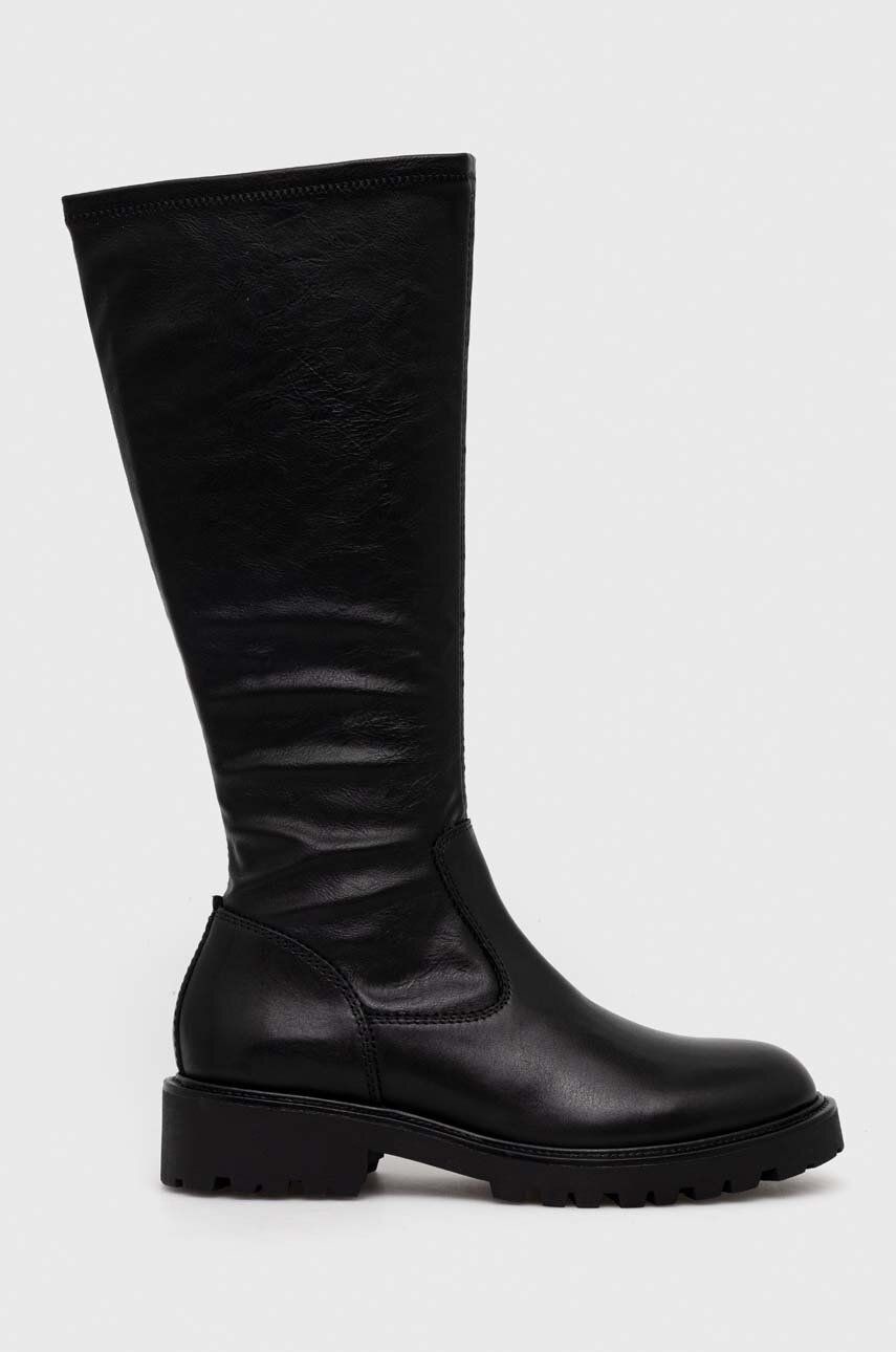 Vysoké čižmy Vagabond Shoemakers KENOVA dámske, čierna farba, na podpätku, 5641.102.20