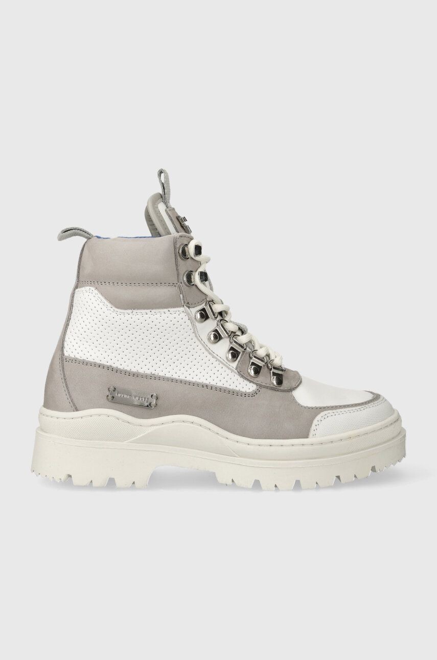 Členkové topánky Filling Pieces Mountain Onyx dámske, šedá farba, na plochom podpätku, 64333811901