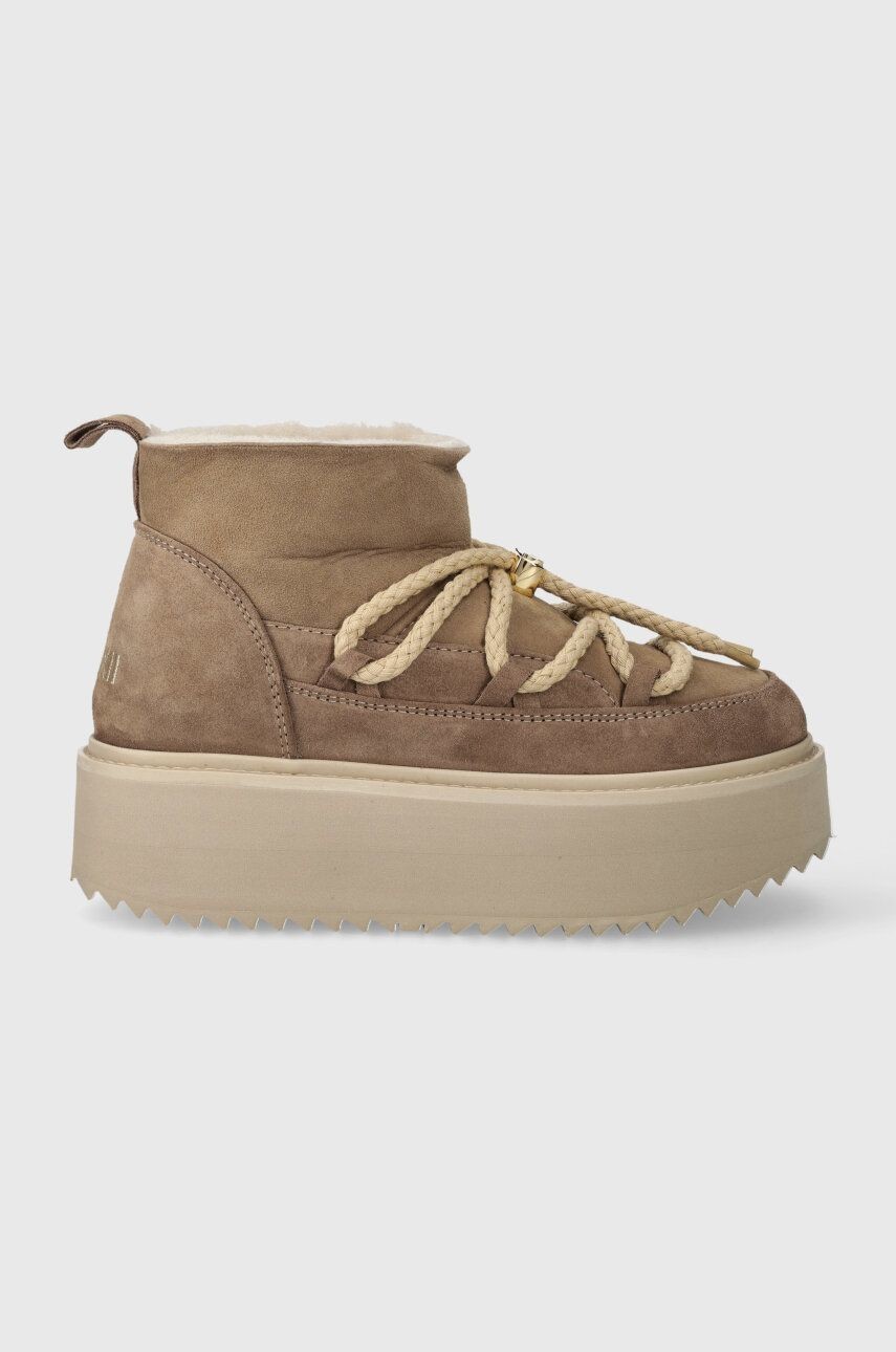 Semišové snehule Inuikii Classic Low Platform béžová farba, 75104-105