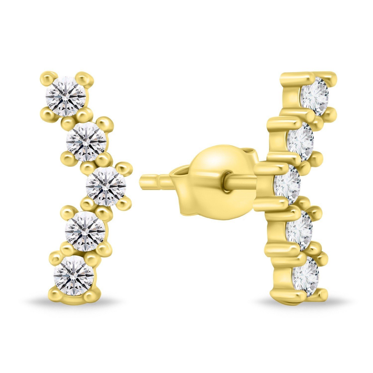 Brilio Silver Pôvabné pozlátené náušnice s čírymi zirkónmi EA864Y