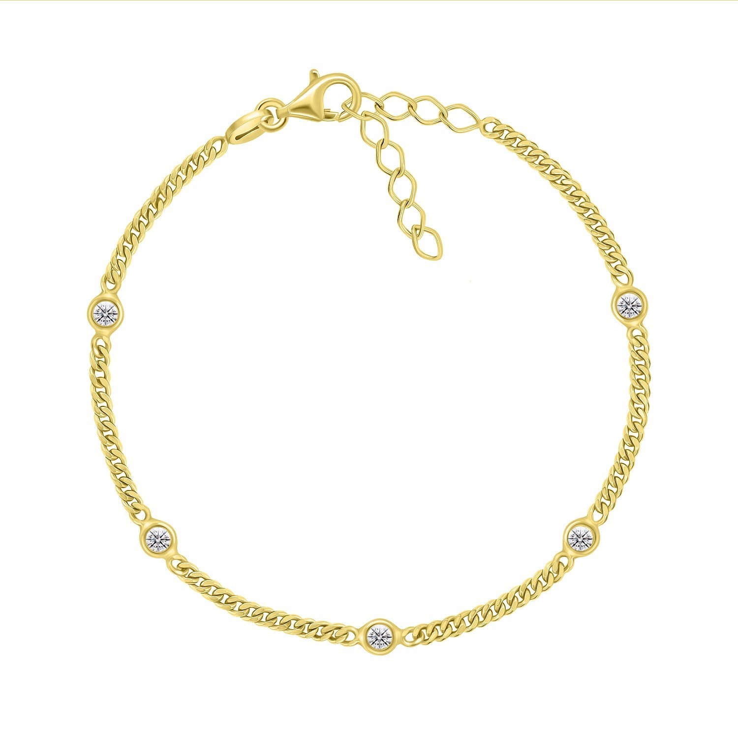 Brilio Silver Slušivý pozlátený náramok so zirkónmi BRC109Y