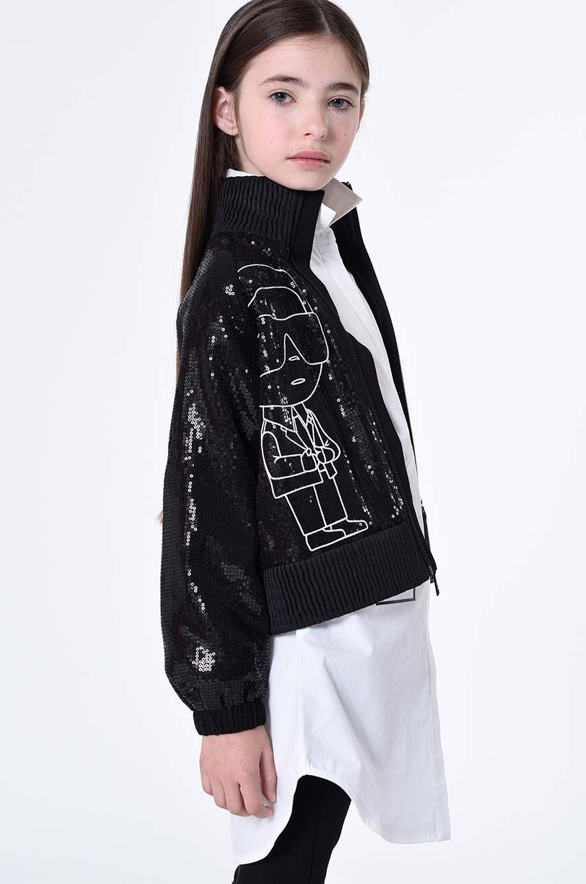 Detská bunda bomber Karl Lagerfeld čierna farba