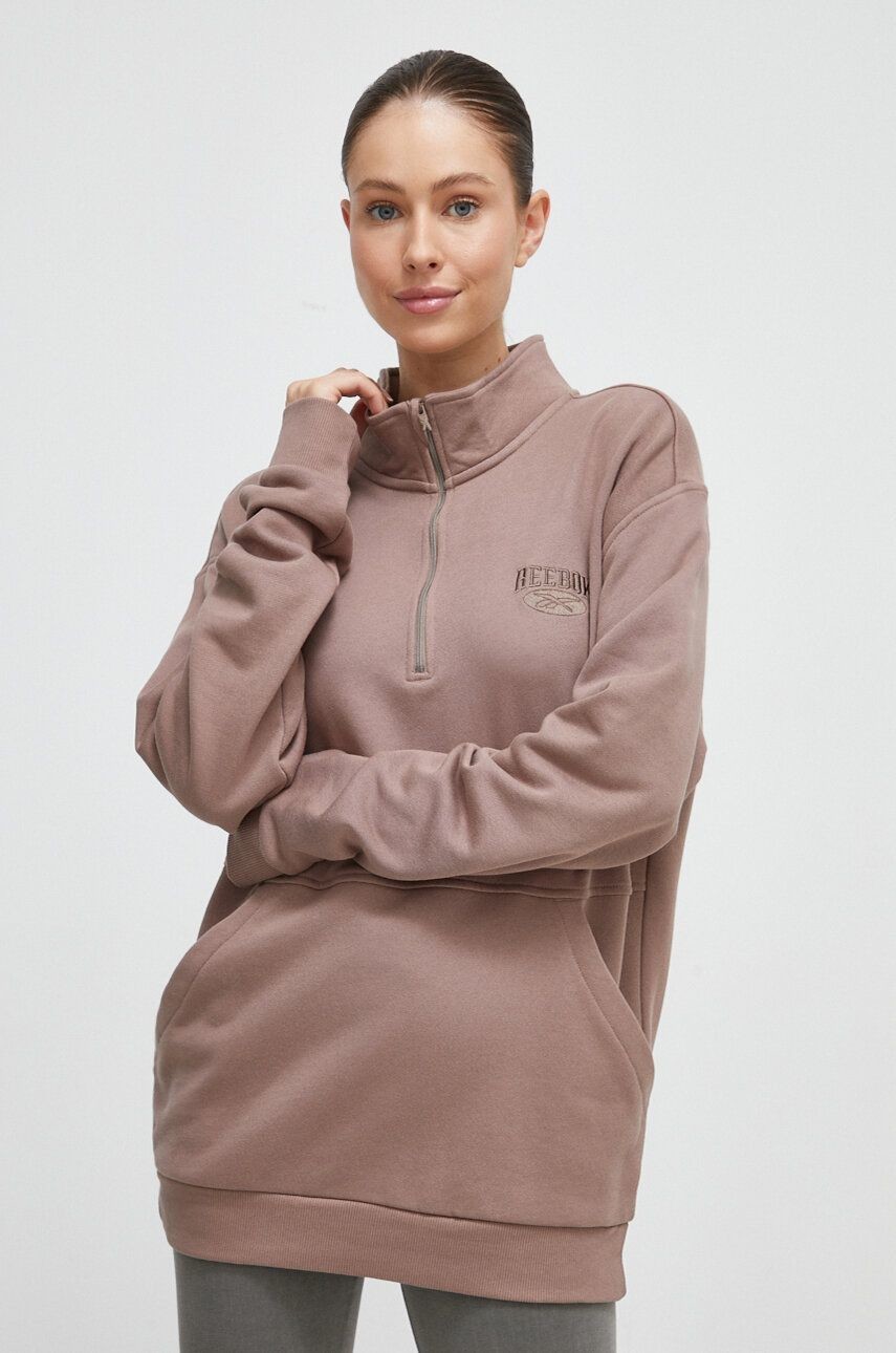 Bavlnená mikina Reebok Classic hnedá farba, s nášivkou