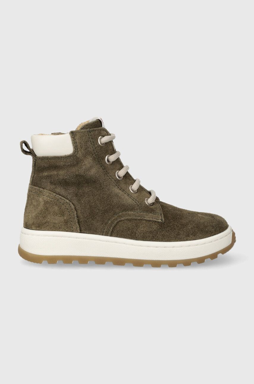 Detské semišové poltopánky Pom D'api FLOW BOOTS zelená farba