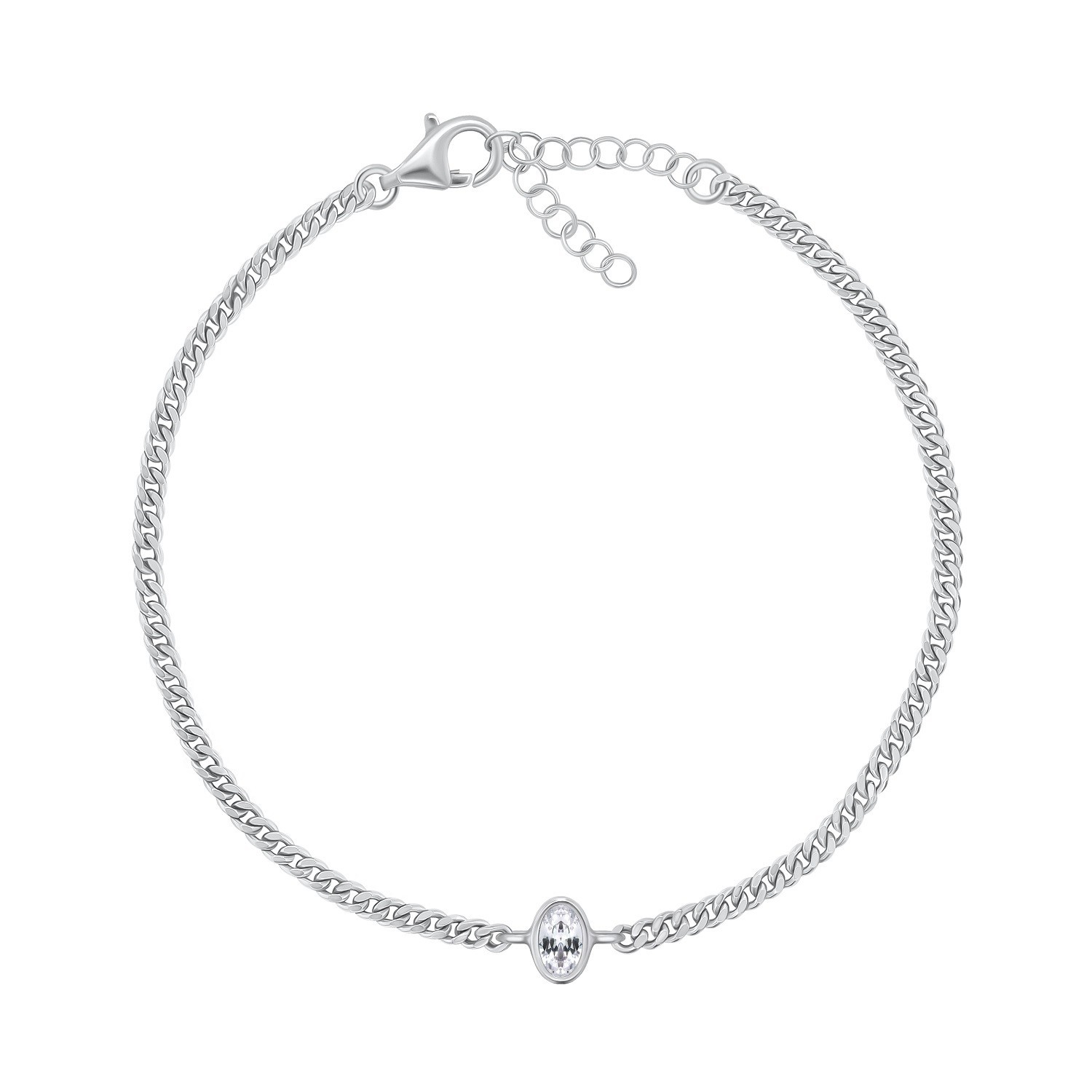 Brilio Silver Jemný strieborný náramok s oválnym zirkónom BRC113W