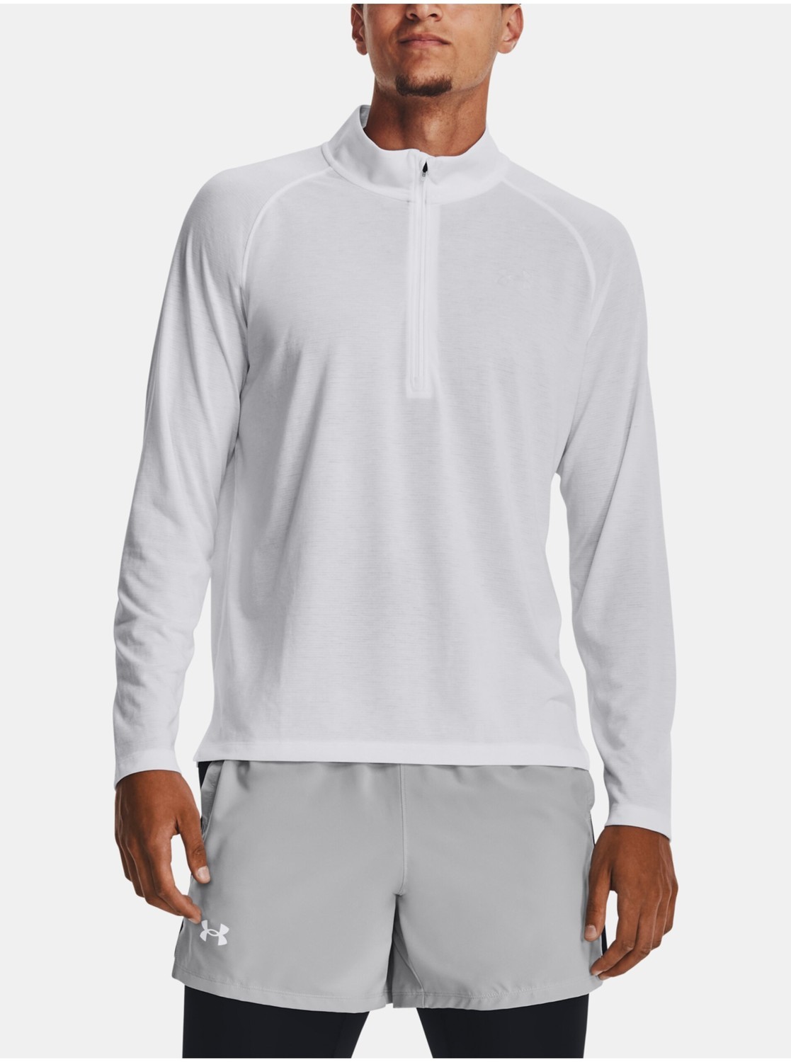 Biele pánske športové tričko Under Armour UA STREAKER HALF ZIP