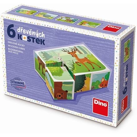 Dino LESNÉ ZVIERATÁ 6 Drevené kocky