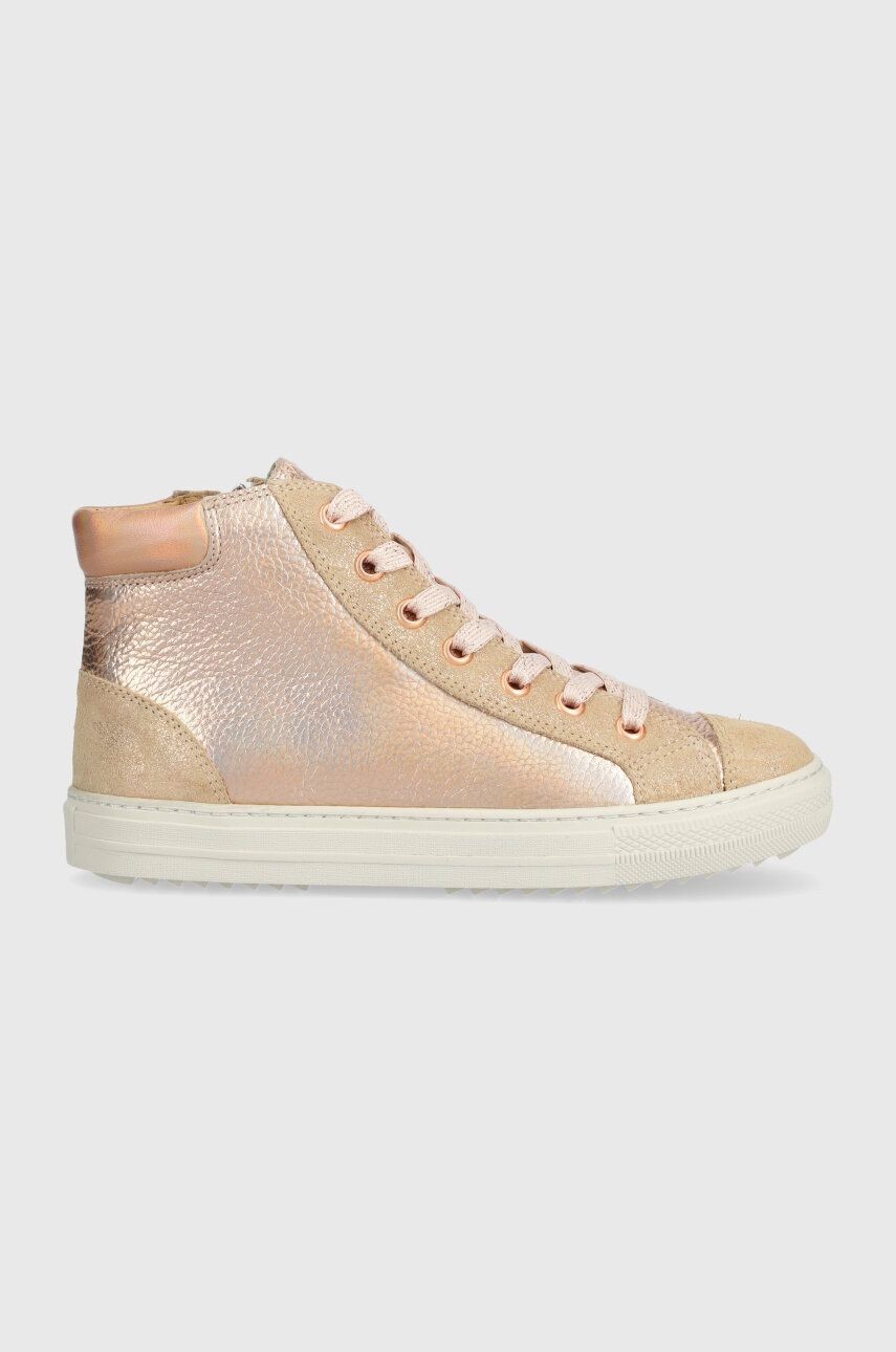 Detské kožené tenisky Pom D'api SWAG ZIP LACE ružová farba