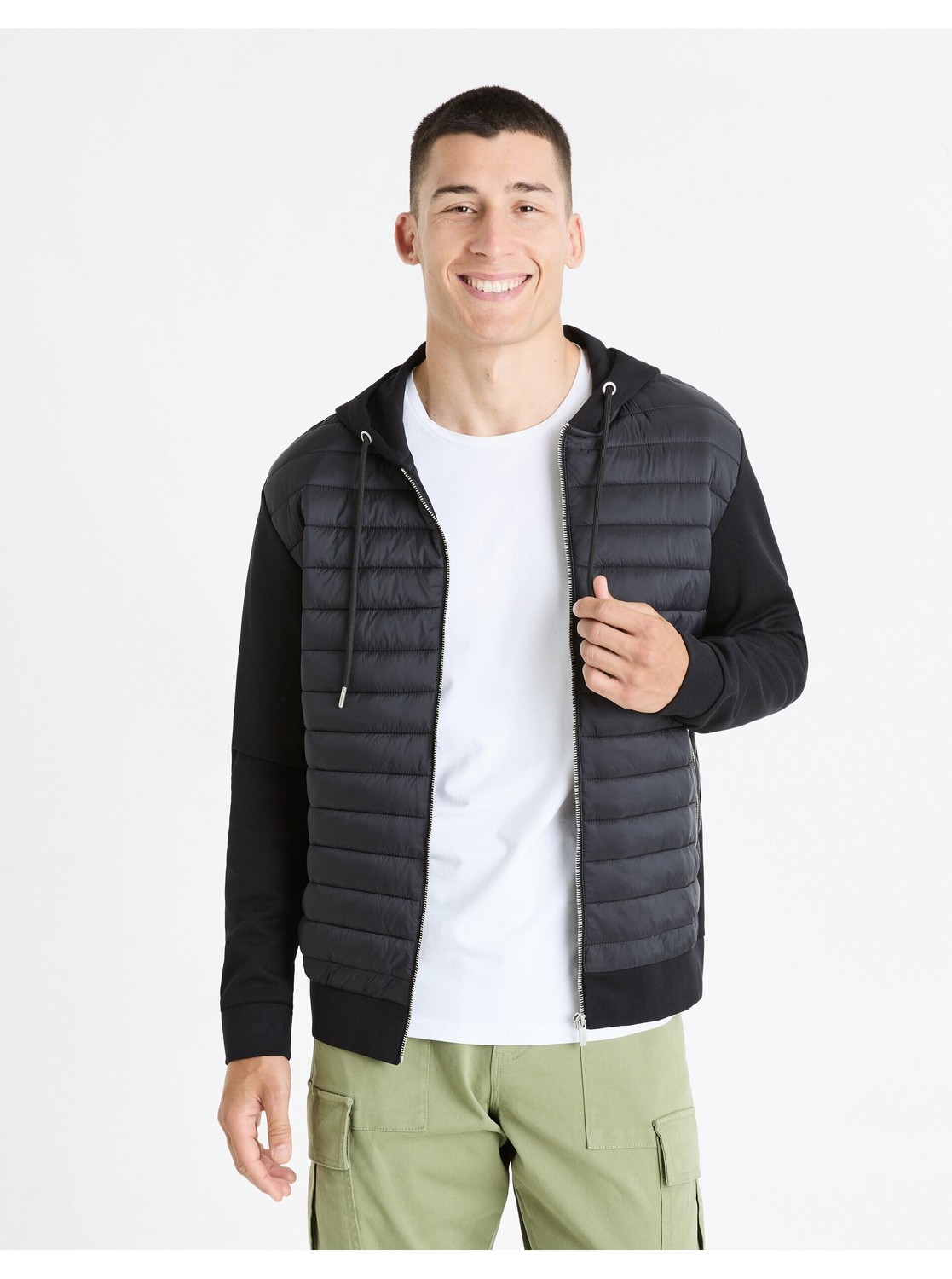 Čierna pánska prešívaná bunda Celio Fequilted