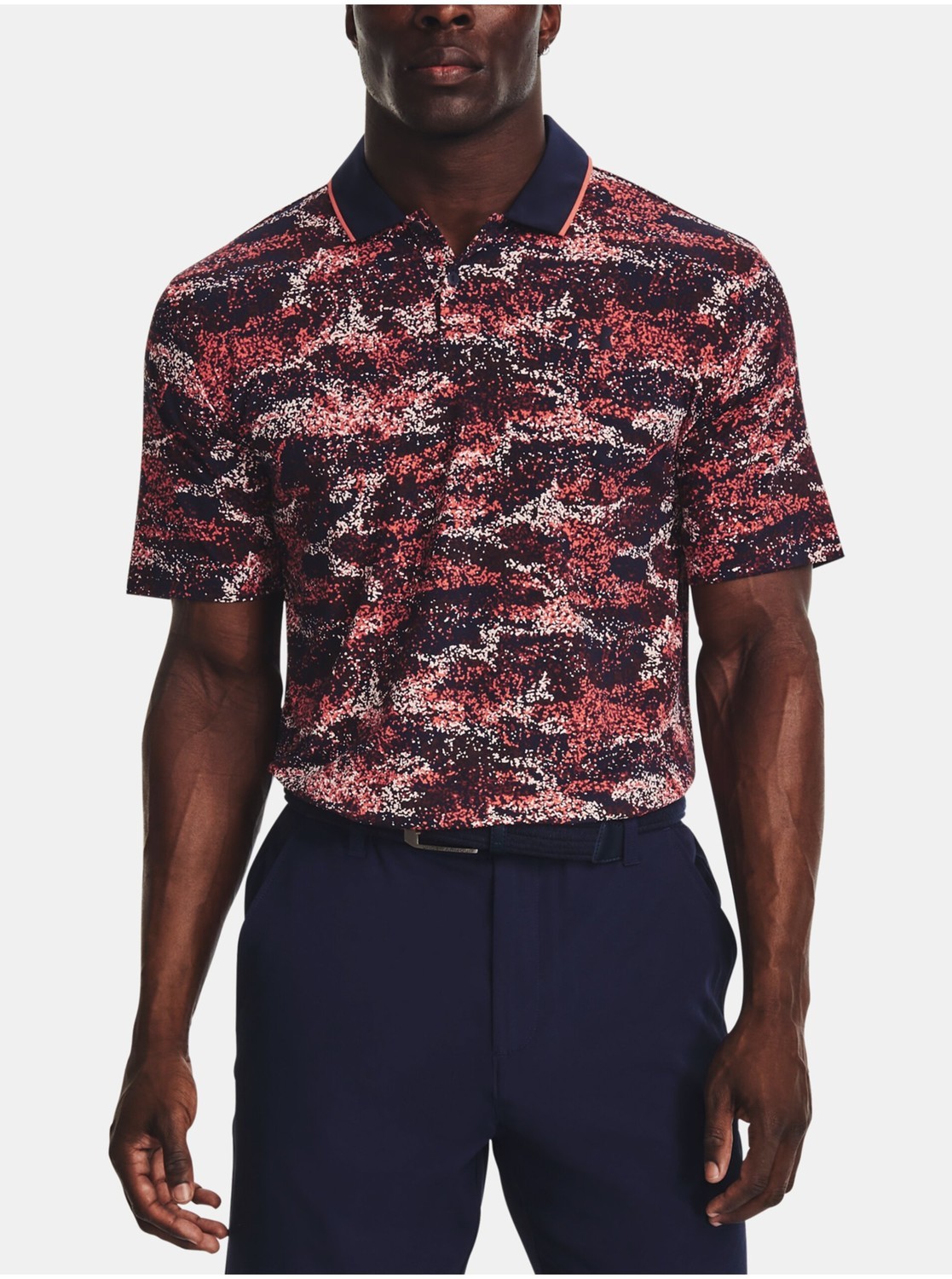 Modro-červené pánske vzorované polo tričko Under Armour UA Iso-Chill Edge Polo