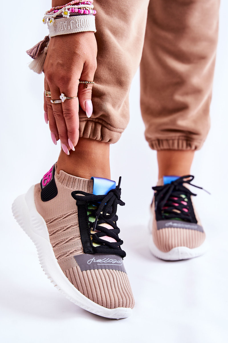 Béžové priedušné nazúvacie športové tenisky - 36