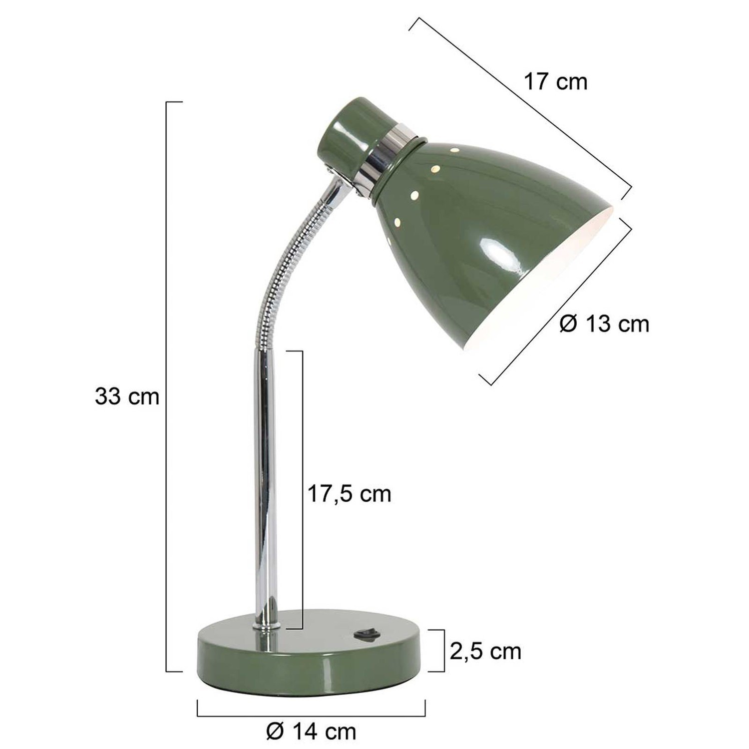 Stolová lampa Spring, rameno nastaviteľné, zelená