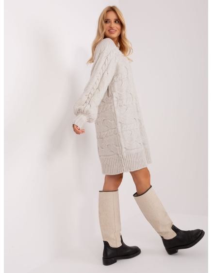 Dámske šaty s pufovanými rukávmi ROBERTA svetlo béžová