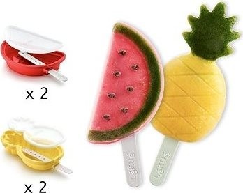 Lékué Tvořítka na nanuky ve tvaru ananasů a melounů Ananas 2ks & Watermelon 2ks