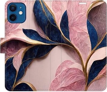 iSaprio flip puzdro Pink Leaves pre iPhone 12 mini
