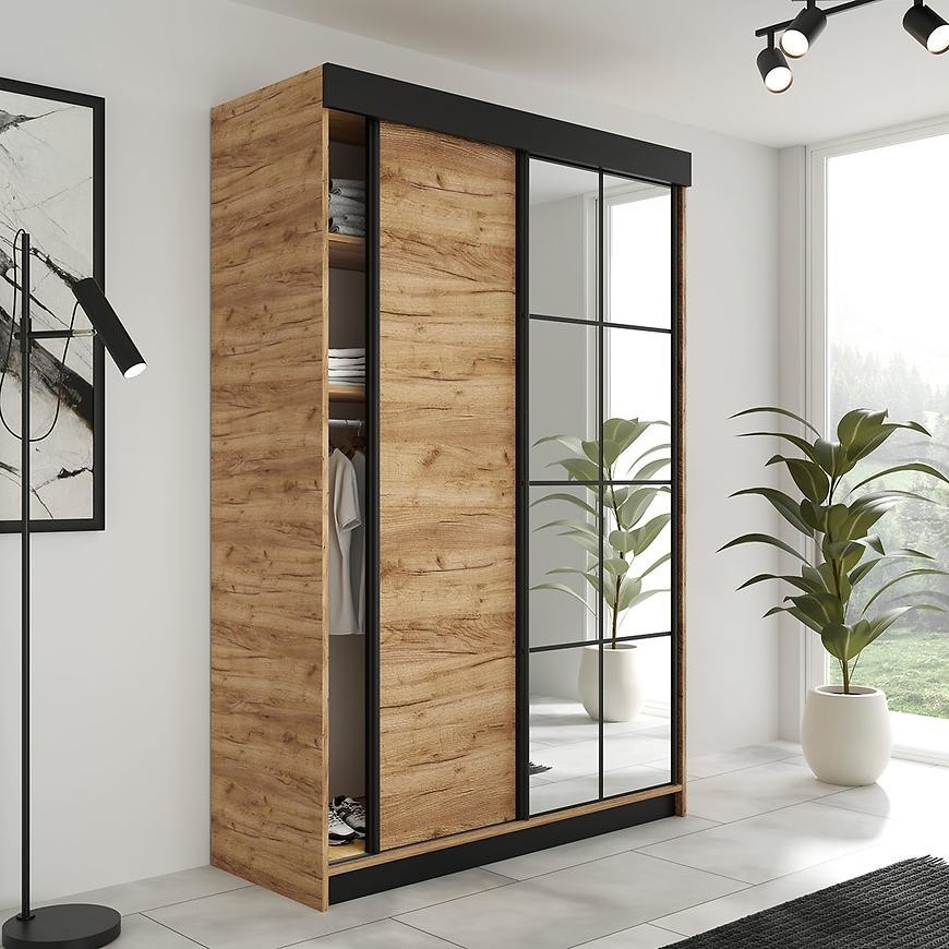 Skriňa Lamro 167 dub craft zlatý + čierne vložky