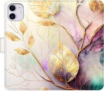iSaprio flip puzdro Gold Leaves 02 pre iPhone 11