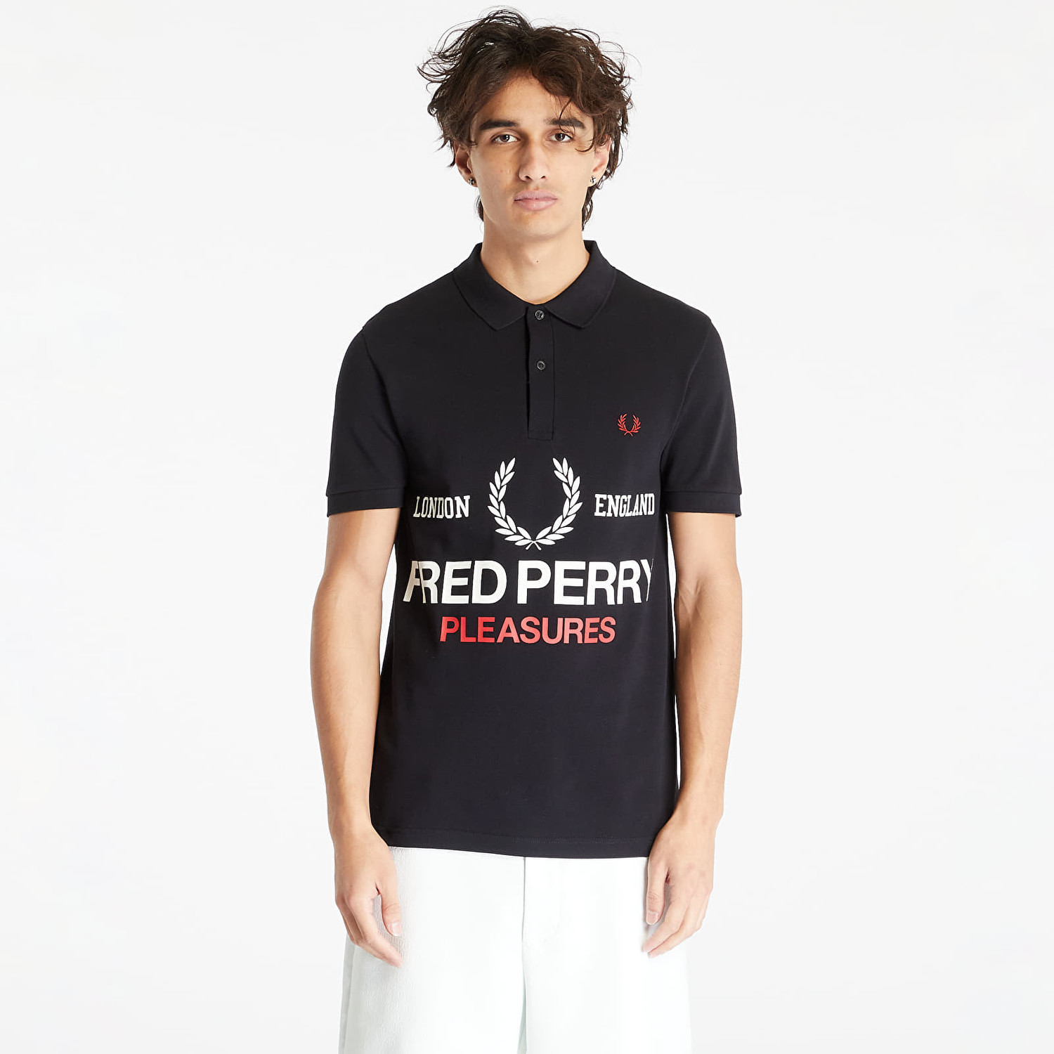 FRED PERRY x PLEASURES Logo Shirt Black