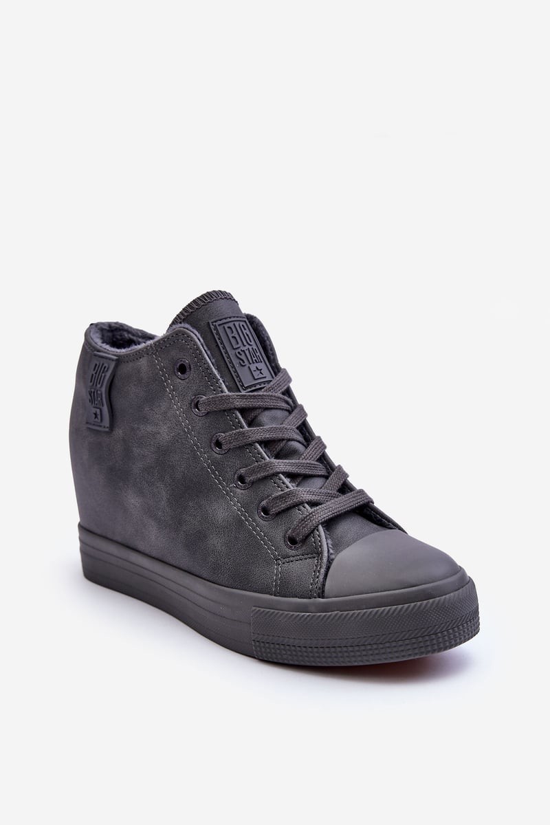 Women's Leather Sneakers on Koturn Big Star MM274005 gray