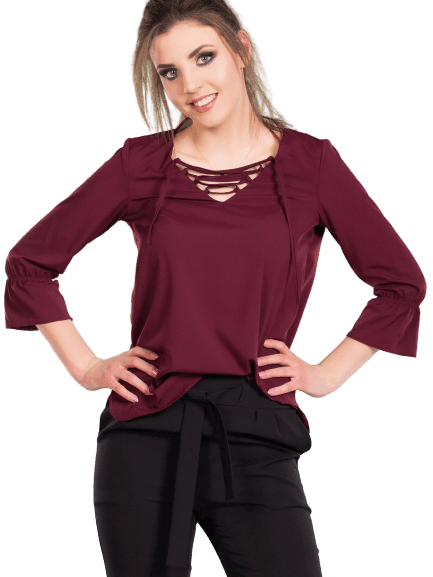 Blouse with lace-up neckline purple