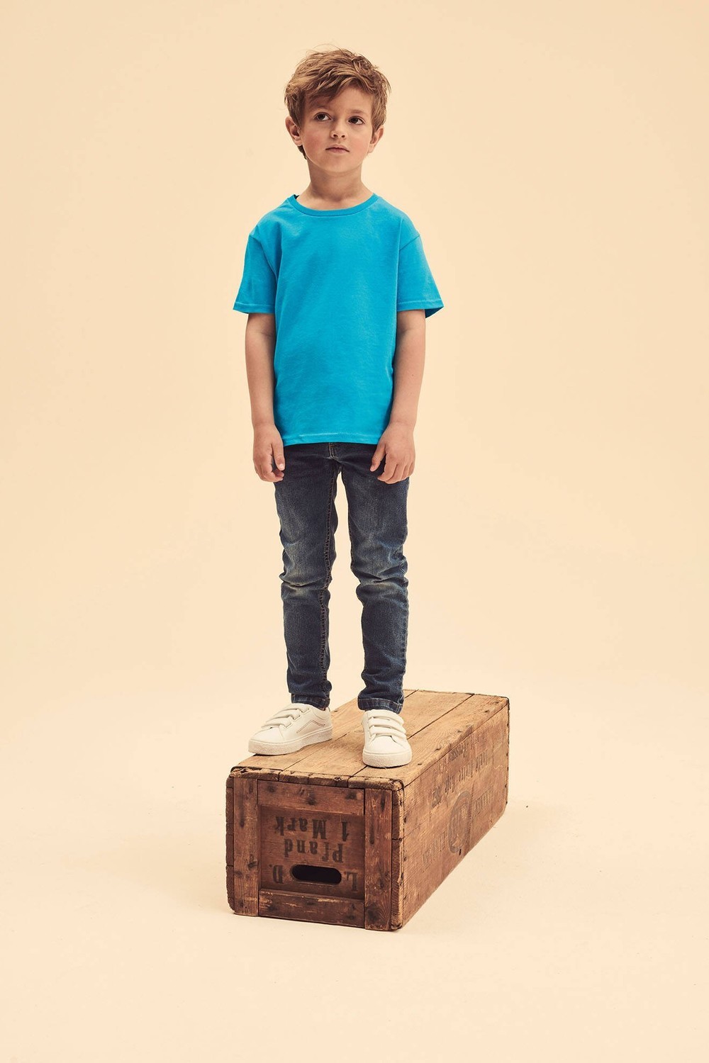 Blue children's t-shirt in combed cotton Fruit of the Loom